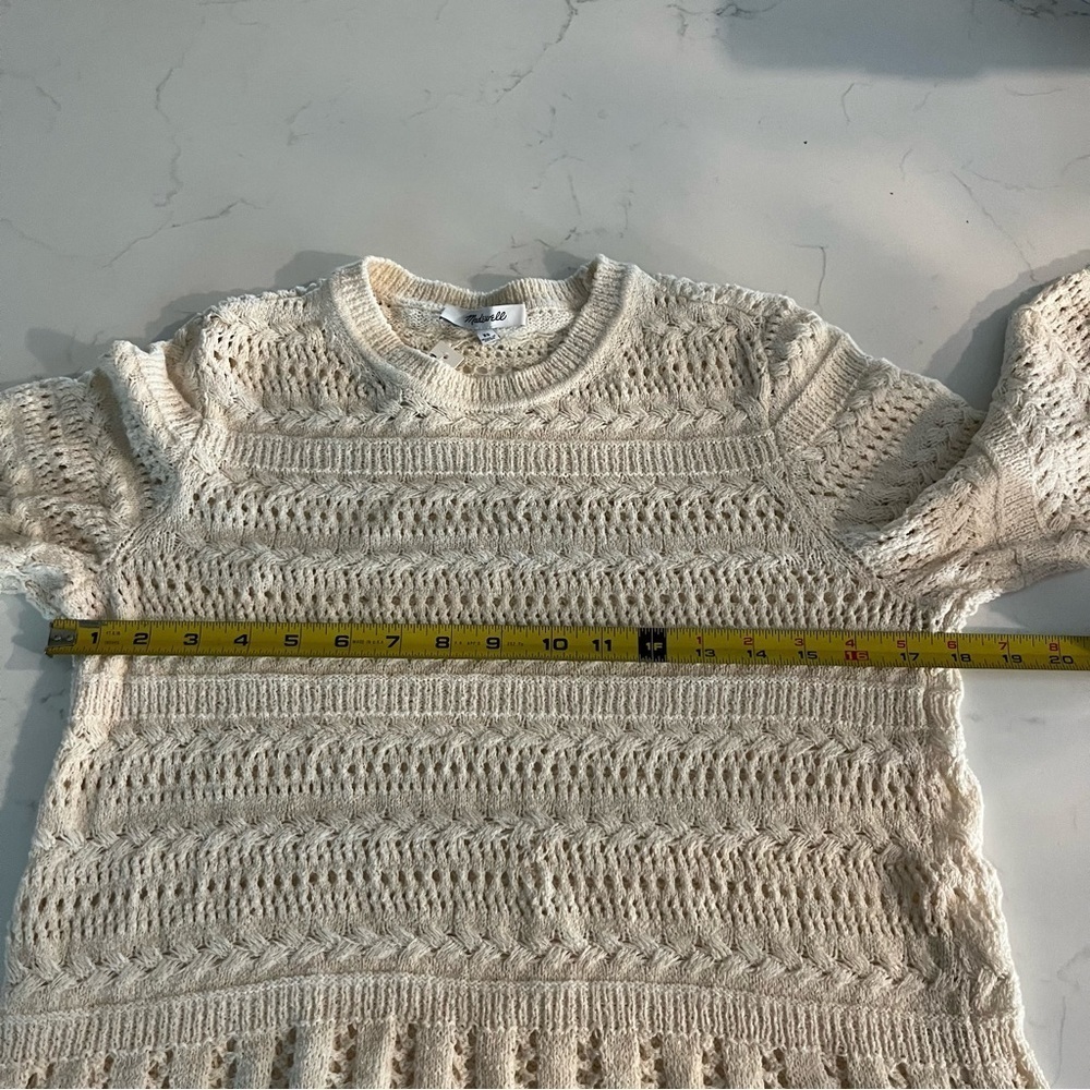 Madewell Scallop Trim Cream Knit Cropped Sweater XS - Picture 12 of 13